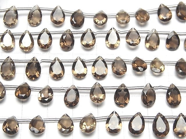 High Quality Smoky Quartz AAA Pear shape Faceted 9x6x4mm 1strand (18pcs )