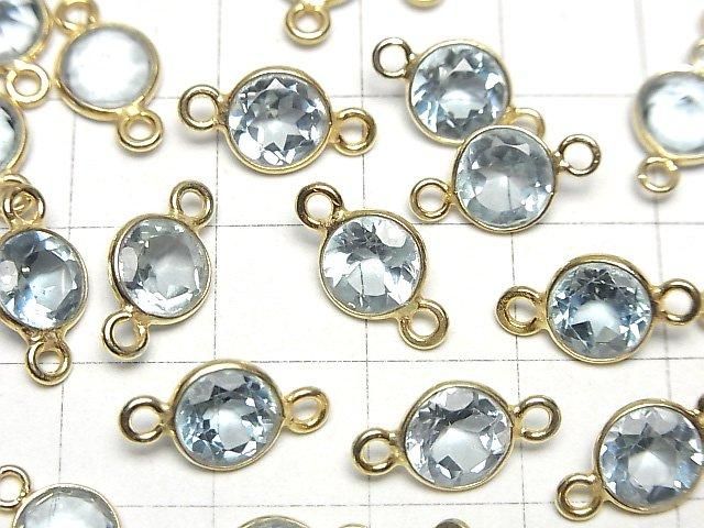 [Video]High Quality Sky Blue Topaz AAA Bezel Setting Round Faceted 8x8mm [Both Side] 18KGP 3pcs