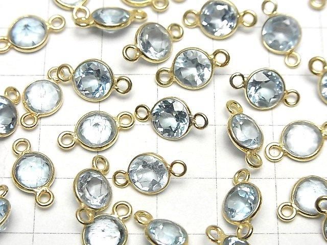 [Video]High Quality Sky Blue Topaz AAA Bezel Setting Round Faceted 8x8mm [Both Side] 18KGP 3pcs