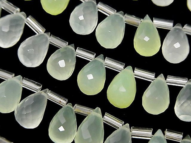 Chalcedony, Drop, Faceted Briolette Gemstone Beads