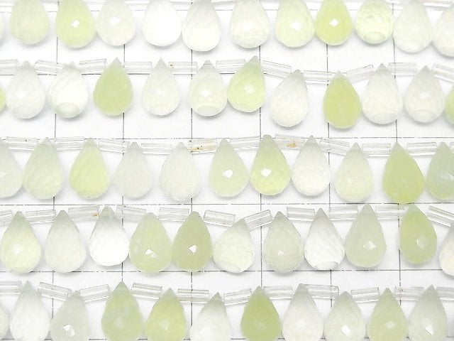 High Quality Light Green Chalcedony AAA Drop Faceted Briolette 9 x 6 x 6 mm half or 1 strand beads (aprx.7 inch / 18 cm)