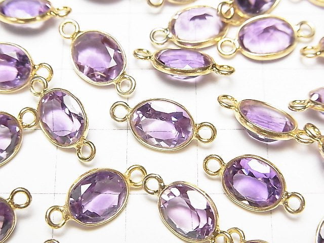 [Video] High Quality Brazil Amethyst AAA Bezel Setting Oval Faceted 10x8mm [Both Side] 18KGP 2pcs