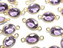[Video]High Quality Amethyst AAA Bezel Setting Oval Faceted 11x9mm [Both Side] 18KGP 2pcs