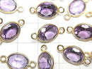 [Video]High Quality Amethyst AAA Bezel Setting Oval Faceted 11x9mm [Both Side] 18KGP 2pcs