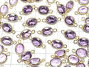 [Video]High Quality Amethyst AAA Bezel Setting Oval Faceted 11x9mm [Both Side] 18KGP 2pcs