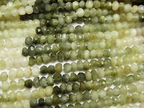 [Video] Green Cat's Eye Quartz AA ++ Faceted Button Roundel 1strand beads (aprx.14inch / 34cm)