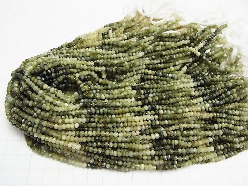 [Video] Green Cat's Eye Quartz AA ++ Faceted Button Rondelle 1strand beads (aprx.14inch / 34cm)