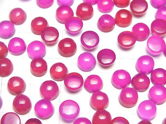 Fuchsia Pink Chalcedony AAA- Round Cabochon 6x6mm 10pcs