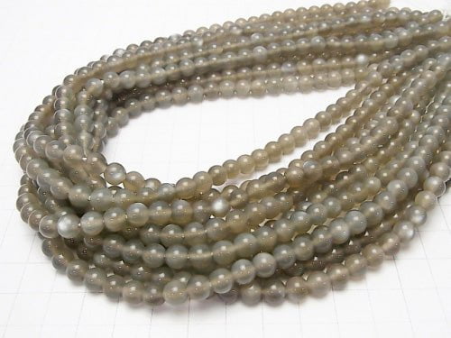 Gray Moonstone AAA Round 6 mm half or 1 strand beads (aprx.15 inch / 38 cm)