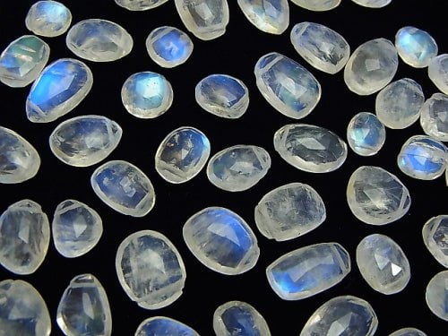 High Quality Rainbow Moonstone AAA Free Form Rose Cut Rose Cut 6pcs