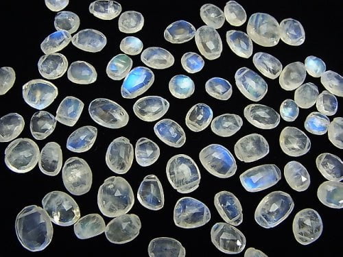 High Quality Rainbow Moonstone AAA Free Form Rose Cut Rose Cut 6pcs