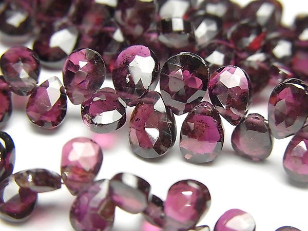 Faceted Briolette, Garnet, Pear Shape Gemstone Beads