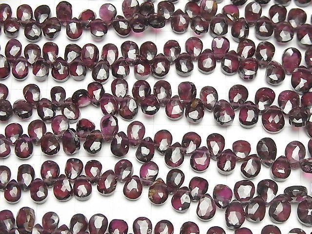 [Video] High Quality Garnet AA++ Pear shape Faceted Briolette half or 1strand beads (aprx.7inch / 18cm)