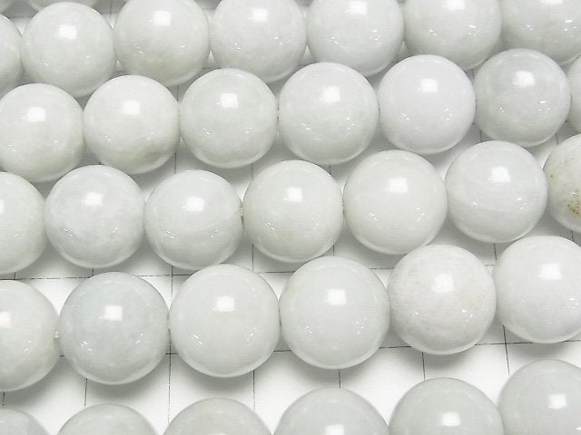 [Video] Burma White Jedite (Jadeite) AA + Round 12 mm half or 1 strand beads (aprx. 15 inch / 37 cm)