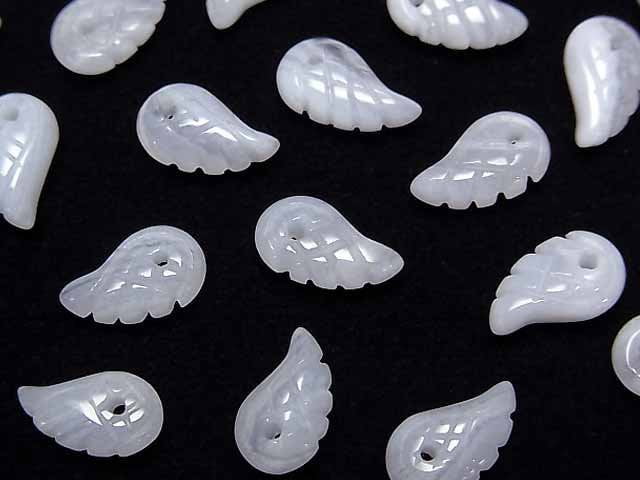 3pcs $5.79! Blue Lace Agate AAA- Angel Wing  11x6mm 3pcs