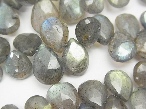 Faceted Briolette, Labradorite, Pear Shape Gemstone Beads