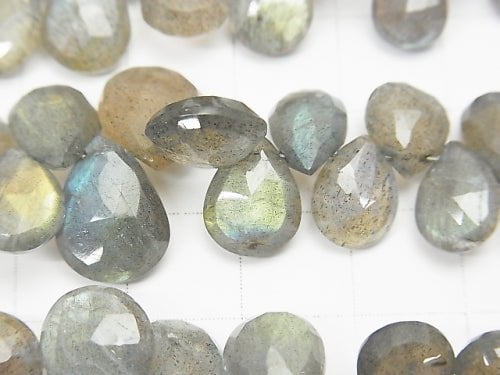 High Quality Labradorite AAA- Pear shape  Faceted Briolette  half or 1strand beads (aprx.7inch/18cm)