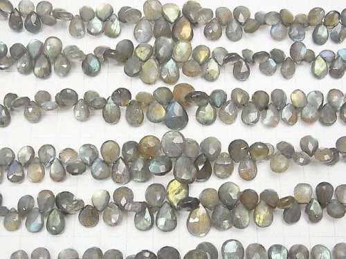 High Quality Labradorite AAA- Pear shape  Faceted Briolette  half or 1strand beads (aprx.7inch/18cm)