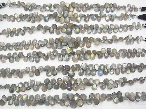 High Quality Labradorite AAA- Pear shape  Faceted Briolette  half or 1strand beads (aprx.7inch/18cm)