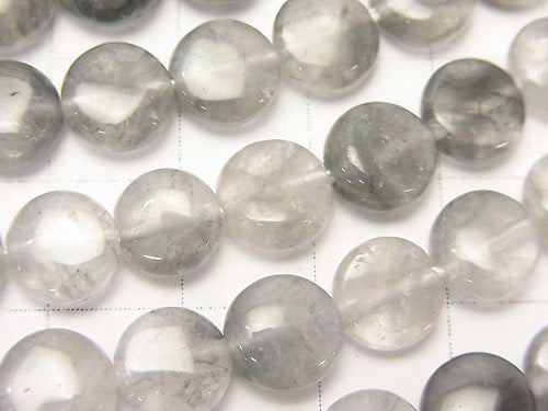 Gray Quartz AA Coin 8x8x4mm 1strand beads (aprx.15inch / 38cm)