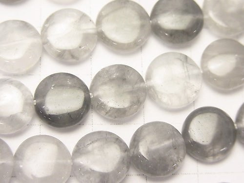 1strand $7.79! Gray Quartz AA Coin 10x10x5mm 1strand beads (aprx.15inch / 37cm)