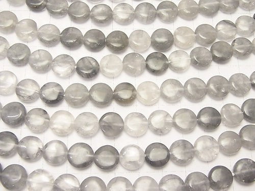 1strand $7.79! Gray Quartz AA Coin 10x10x5mm 1strand beads (aprx.15inch / 37cm)
