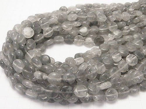 1strand $7.79! Gray Quartz AA Coin 10x10x5mm 1strand beads (aprx.15inch / 37cm)