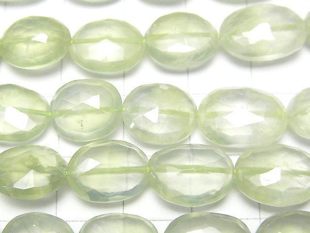 [Video] High Quality Prehnite AAA- Faceted Oval half or 1strand beads (aprx.16inch / 39cm)