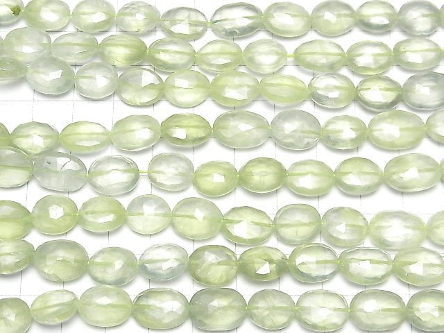 [Video] High Quality Prehnite AAA- Faceted Oval half or 1strand beads (aprx.16inch / 39cm)