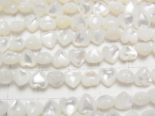 [Video] White Shell (Silver-lip Oyster) AAA Heart 6x6x3mm 1/4 or 1strand beads (aprx.15inch/38cm)