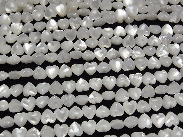[Video] White Shell (Silver-lip Oyster) AAA Heart 6x6x3mm 1/4 or 1strand beads (aprx.15inch/38cm)