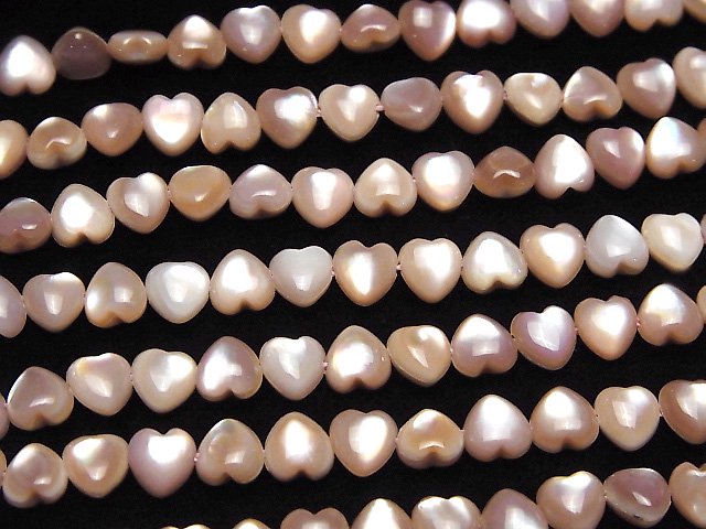 [Video] High quality pink Shell AAA heart 6x6x3.5mm 1/4 or 1strand beads (aprx.15inch/37cm)
