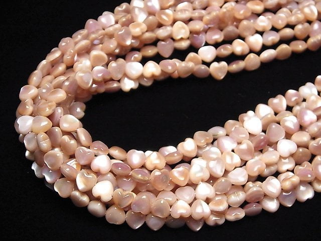 [Video] High quality pink Shell AAA heart 6x6x3.5mm 1/4 or 1strand beads (aprx.15inch/37cm)