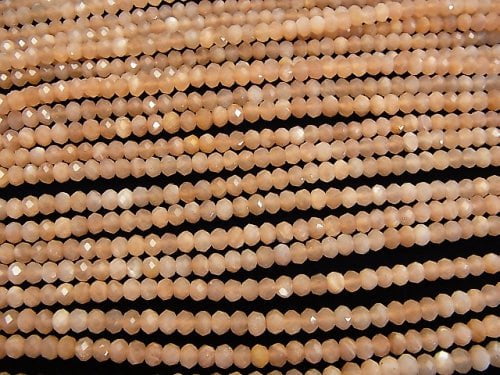 High Quality! Orange Moonstone AAA - Faceted Button Roundel 5 x 5 x 3 mm half or 1 strand beads (aprx.15 inch / 38 cm)