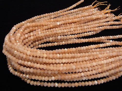 High Quality! Orange Moonstone AAA - Faceted Button Roundel 5 x 5 x 3 mm half or 1 strand beads (aprx.15 inch / 38 cm)