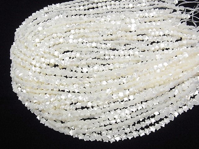 [Video] High quality white shell (Silver-lip Oyster) AAA star 6x6mm 1/4 or 1strand beads (aprx.15inch/38cm)