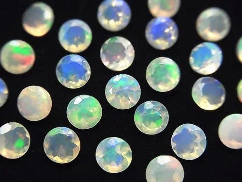 [Video] High Quality Ethiopia Opal AAA Loose stone Round Faceted 5x5mm 5pcs
