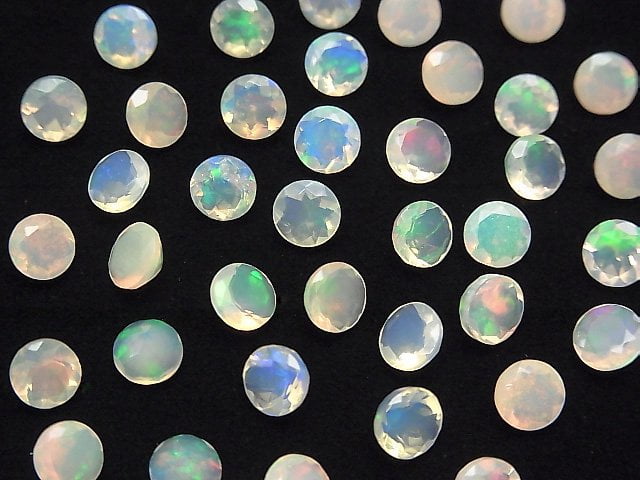 [Video] High Quality Ethiopia Opal AAA Loose stone Round Faceted 5x5mm 5pcs