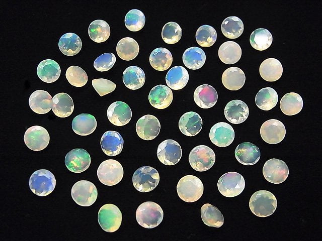 [Video] High Quality Ethiopia Opal AAA Loose stone Round Faceted 5x5mm 5pcs