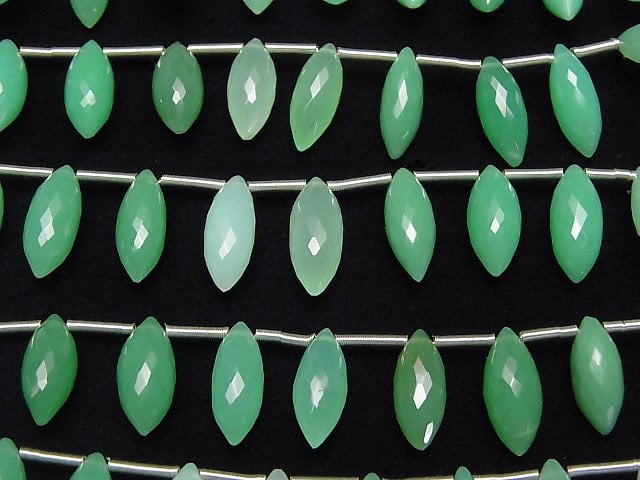 [Video] MicroCut High Quality Chrysoprase AAA Marquise Rice Faceted Briolette 1strand (8pcs)