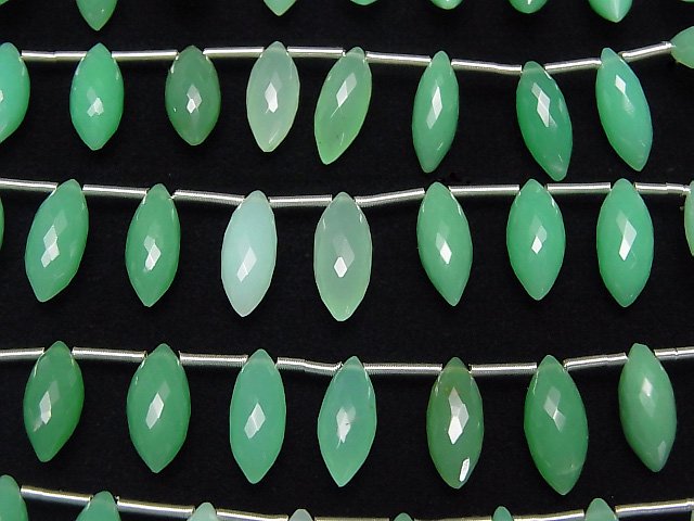 [Video] MicroCut High Quality Chrysoprase AAA Marquise Rice Faceted Briolette 1strand (8pcs)