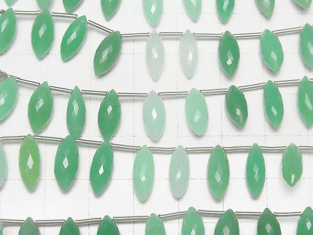 [Video] MicroCut High Quality Chrysoprase AAA Marquise Rice Faceted Briolette 1strand (8pcs)