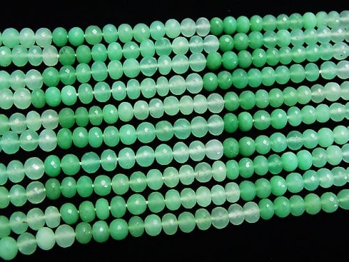 [Video] MicroCut!  High Quality Chrysoprase AAA++ Faceted Button Roundel  1/4 or 1strand beads (aprx.15inch/38cm)