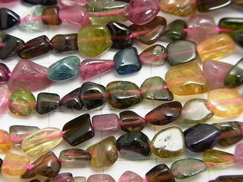 [Video] Multicolor Tourmaline AA ++ Nugget half or 1strand beads (aprx.15 inch / 38 cm)