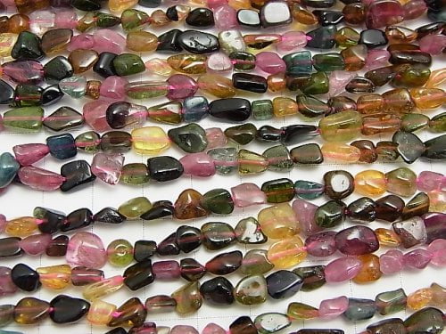 [Video] Multicolor Tourmaline AA ++ Nugget half or 1strand beads (aprx.15 inch / 38 cm)