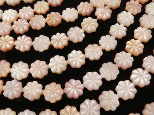 High Quality Pink Shell AAA Flower (Both Side Finish) 10 x 10 x 4 mm 1/4 or 1strand beads (aprx.15 inch / 36 cm)