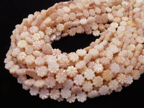 High Quality Pink Shell AAA Flower (Both Side Finish) 10 x 10 x 4 mm 1/4 or 1strand beads (aprx.15 inch / 36 cm)