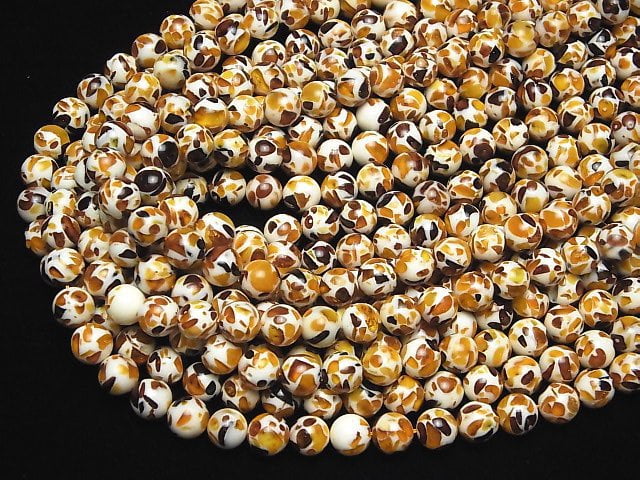 [Video] Crack Amber Round 8mm half or 1strand beads (aprx.15inch/38cm)