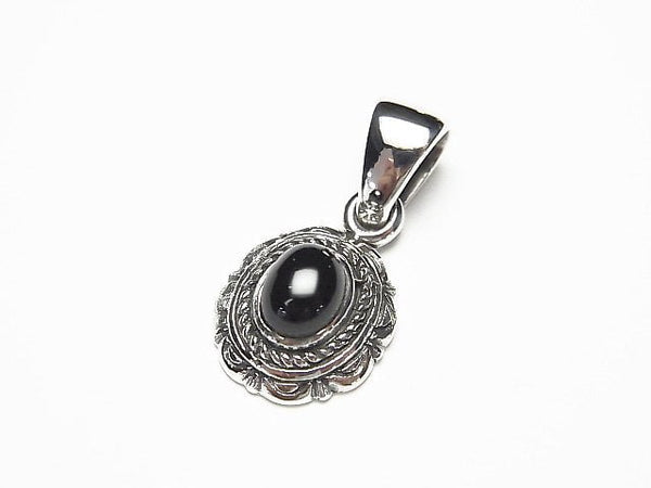 Onyx  Oval Pendant 14x12x6mm Silver925  1pc