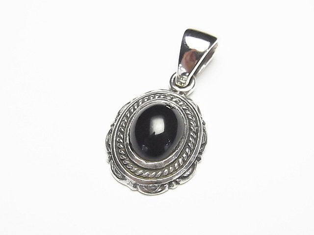 Onyx  Oval Pendant 22x15x7mm Silver925  1pc